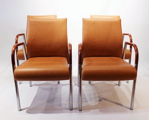 Set of Four Dining Room Chairs - Model B8 - Cognac Elegance Leather - Duba From 
2002