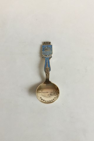 Norwegian Souvenir Sugar Spoon with Enamel from Arendal by Sigurd Vik