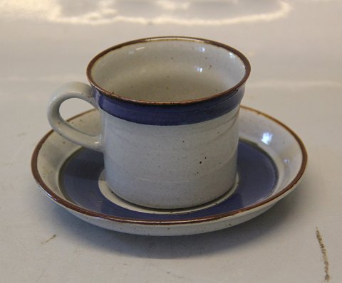Christine Blue and Grey  Stoneware Danish Art Pottery Knabstrup Coffee cup 6.8 x 
8.4 cm & saucer 15 / 13.6 cm