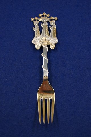 Michelsen Weihnachtsgabel 1915 aus dänisch vergoldet Sterling Silber