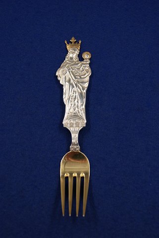 Michelsen Weihnachtsgabel 1916 aus dänisch vergoldet Sterling Silber