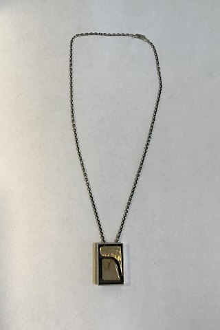 Ole Waldemar Jacobsen Sterling Silver Necklace/ Pendent with med gold decoration