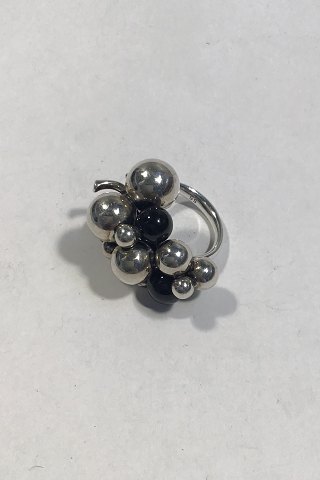 Georg Jensen Sterling Silver Ring Moonlight Grapes Onyx, Large