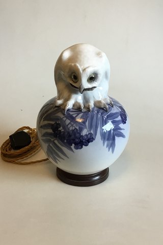 Royal Copenhagen Owl on Ball as a lamp from 1914