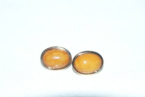 Elegant earrings with amber 14 carat gold