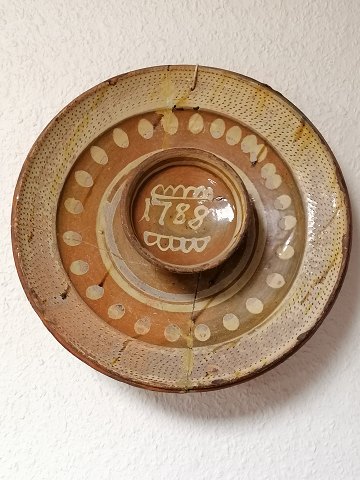Danish pottery fish dish dated 1788
