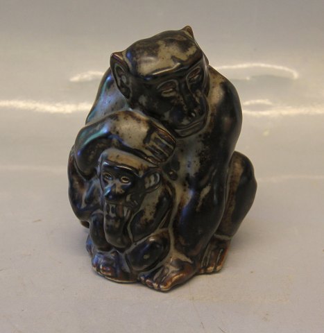 Royal Copenhagen Art Pottery 20199 RC Monkey with young 12 x 10 cm, Knud Kyhn, 
April 1929
