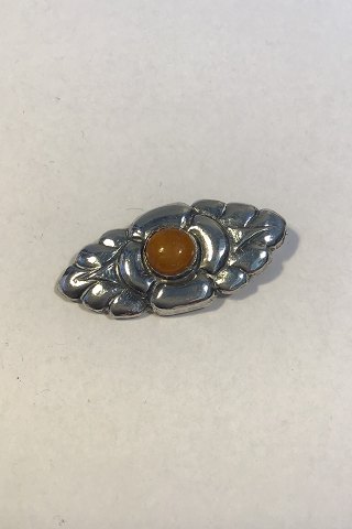 Carl M Cohr Art Nouveau Silver Brooch with Amber