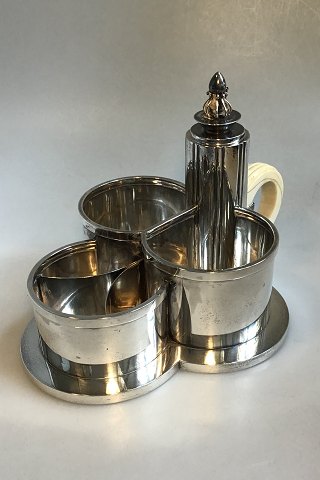 Evald Nielsen Silver Tobacco set with carved ivory handle.(1937)
