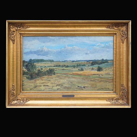 Ole Ring, 1902-72, Öl auf Leinen. Signiert. 
Landschaft bei Roskilde. Lichtmasse: 27x42cm. Mit 
Rahmen: 41x59cm