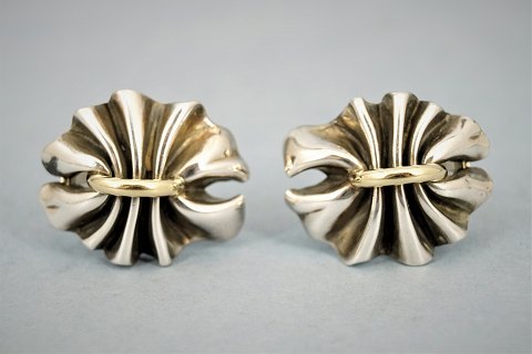 Georg Jensen, Lene Munthe; A pair of ear clips of sterling silver with 18k gold 
#400