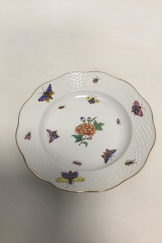 Herend Porcelain Hand-painted desert plate with insects, butterflies and flower.