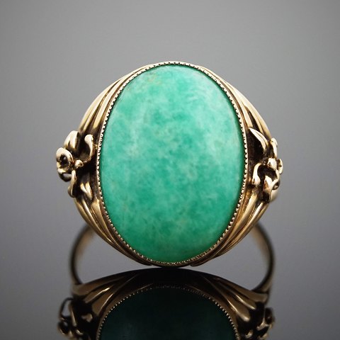 A. Mihelsen; A ring of 14k gold set with an amazonite