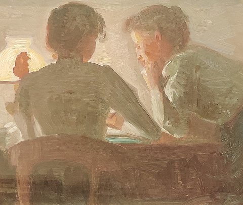 Knud Søeborg; An oil painting, two sisters