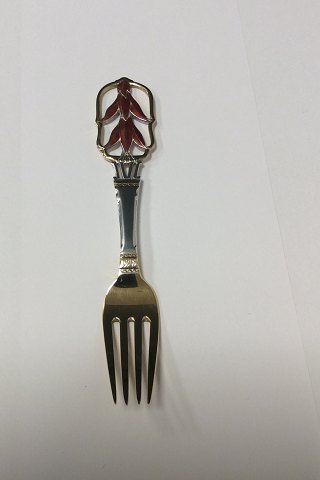 Anton Michelsen Christmas Fork 1928. Gilded Sterling Silver with enamel