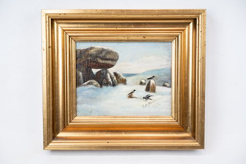 Oil painting with 
winter motif from 1936 and with gilded frame.
5000m2 showroom.