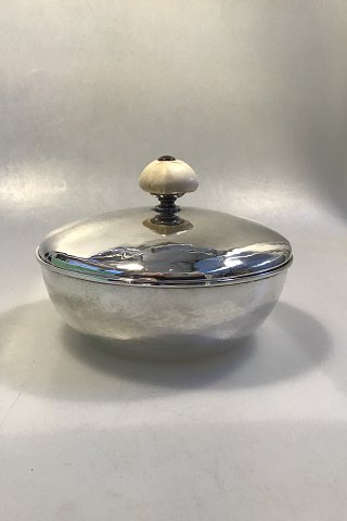 German Silver Lidded Dish/Bowl with bone finial