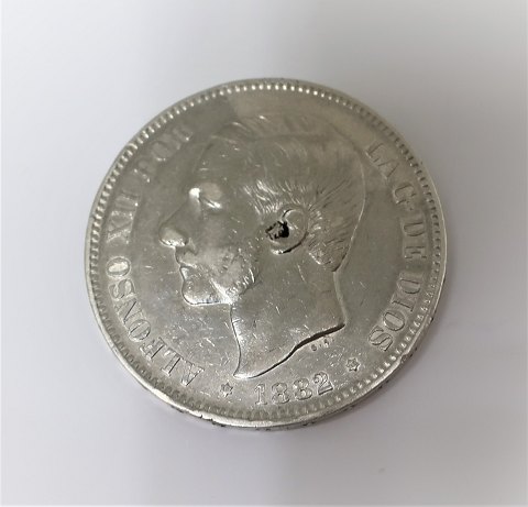 Spain. Silver 5 Pesetas 1882. Diameter 38 mm.