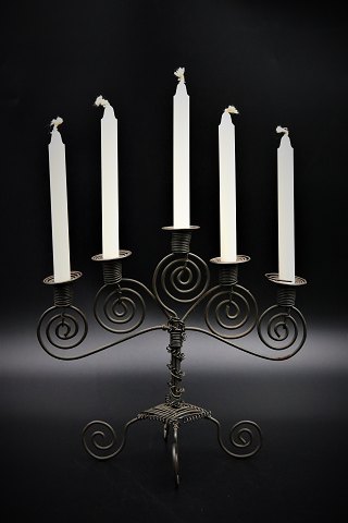 Old Swedish Fil de Fer candlestick with space for 5 small Christmas candles.