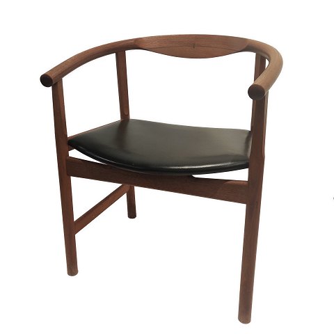 Hans J. Wegner; PP203 teak chair with black leather