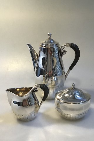 Georg Jensen Sterling Silver Cosmos Mocca Pot and Creamer & Sugar Bowl No 45