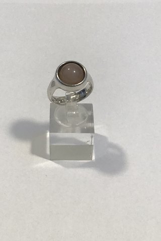Georg Jensen Sterling Silver Sphere Ring No 473 with Pink Stone