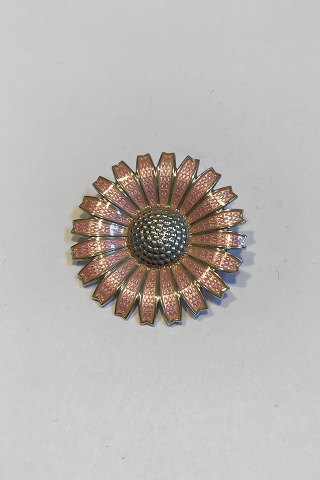 Georg Jensen Sterling Silver Daisy Brooch Pink