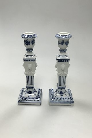 Royal Copenhagen Blue Fluted Plain A pair of Candle Holders No 15