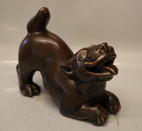 Unique RC Wild Cat  22 x 25 cm  Johannes Hedegaard 1950 Olivin Glaze Royal 
Copenhagen Art Pottery