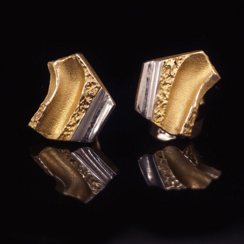 Ein Paar 14kt Gold Lapponia Ohrringe. Masse: 
11x9mm