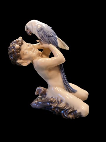 Royal Copenhagen Figurine Faun with Parrot No 752