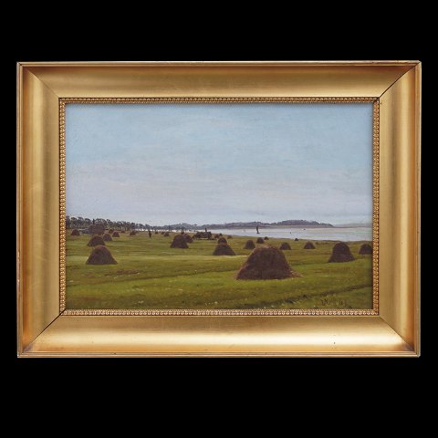 Vilhelm Kyhn, 1819-1903, Sommerlandschaft, Öl auf 
Leinen. Signiert und datiert 14/8 1867. 
Lichtmasse: 22x32cm. With frame: 30x40cm