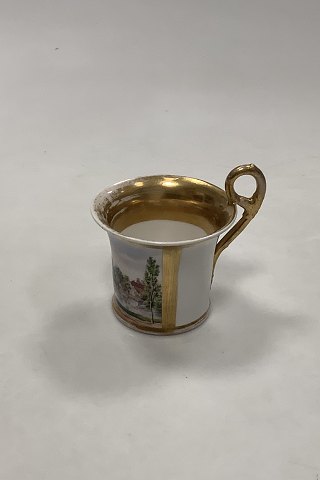 Antique Royal Copenhagen Cup with Motif of Manor house and lake