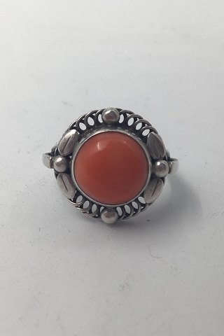 Georg Jensen Sterling Silver Ring No. 1 Coral  (1930-1945)