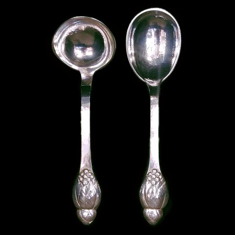 Evald Nielsen; Evald Nielsen no. 6, a  sauce spoon and serving spoon in silver