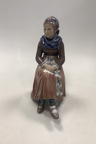 Dahl Jensen Figurine of Sitting Amager Girl No 1110