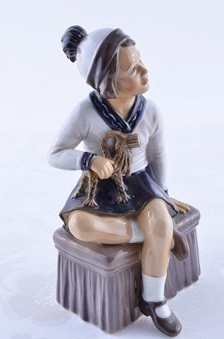 Wunderschöne Figur 1158 von Dahl Jensen Mädchen mit Weihnachtsbock