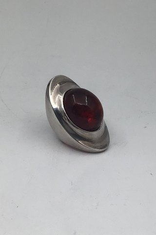 Georg Jensen Sterling Silver Ring No. 242 Amber Henning Koppel