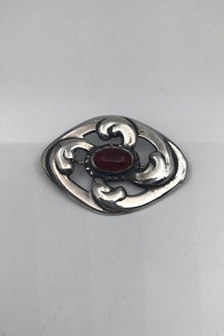 Early Georg Jensen Silver Brooch No 11, Amber (1904-08)