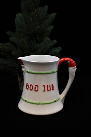 Old hand-painted Christmas jug in porcelain from Gustafsberg with fine patina...