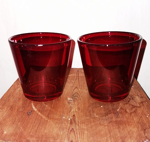 Pair of red Kartio water glasses by Kaj Franck