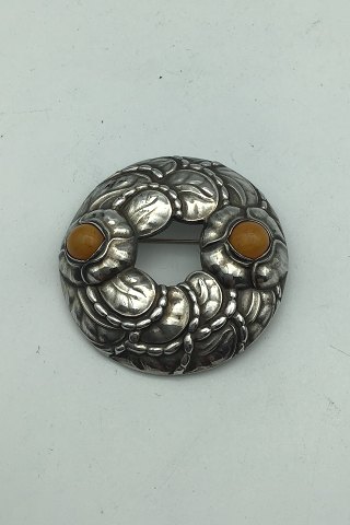 Georg Jensen Sterling Silver (Anniversary) Brooch No. 42 (Amber)