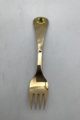 Georg Jensen Annual Fork 1991 Gilt Sterling Silver with enamel.