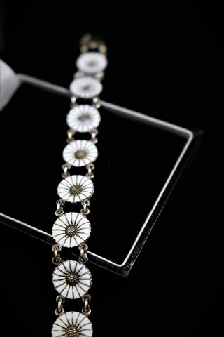 Old Marguerit / Daisy bracelet in sterling silver and white enamel from Georg 
Jensen...