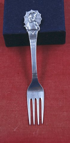 Ole Lukøje barnegaffel i sølv 14,3cm