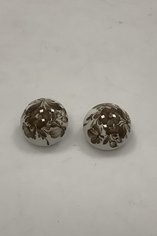 Royal Copenhagen Ear Clips in Brown Flower