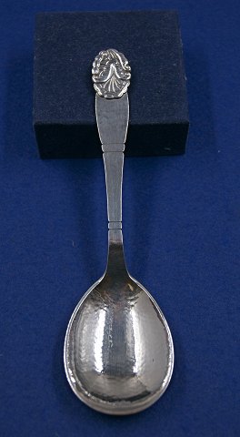 Dänisch Silberbesteck, Servierlöffel 18,5cm von Jahr 1936 aus leicht gehämmertem Silber