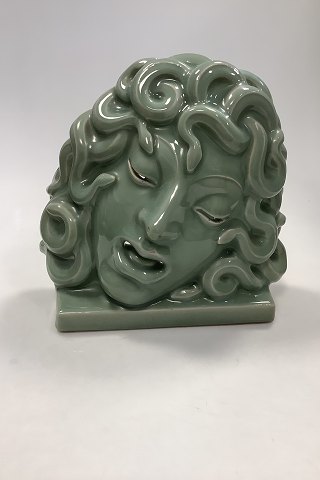 Royal Copenhagen Green Celadon Mask, Medusa, Designed by Hans Henrik Hansen 
1927, No 2950