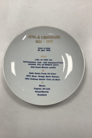 Bing and Grondahl Jubilee Menu Plate 1853 - 1978