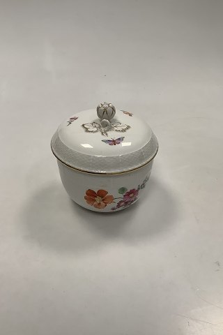 German KPM Sugar Bowl in Porcelain with Flower and Butterfly